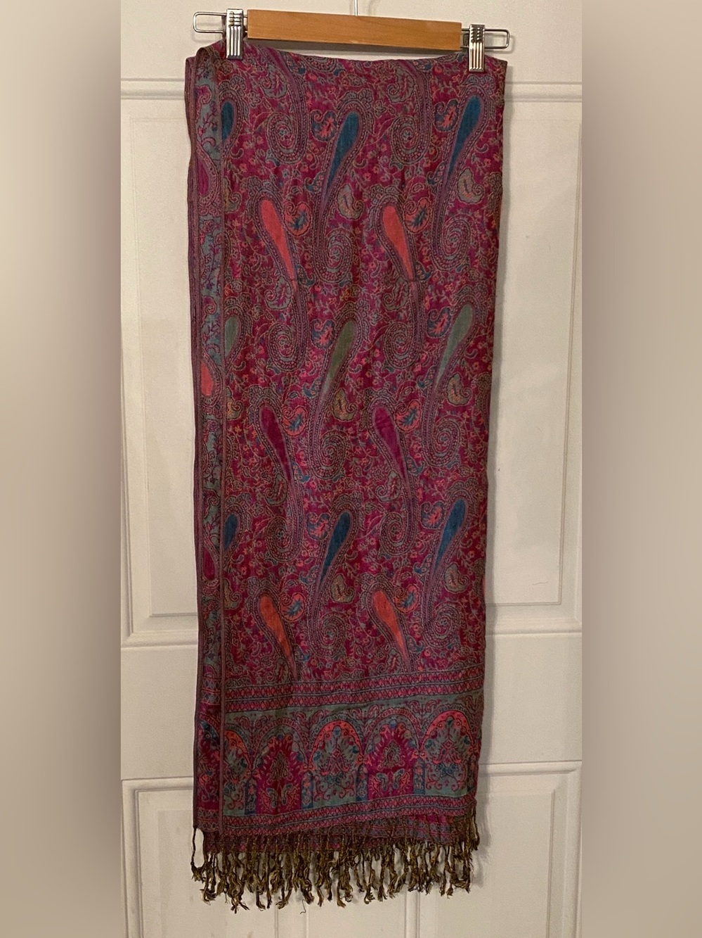 Cashmere Silk Blend Multicolor Paisley Scarf Wrap